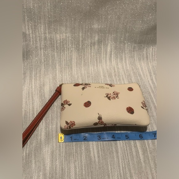 Coach Floral Ladybug Wristlet in Cream - Picture 13 of 15